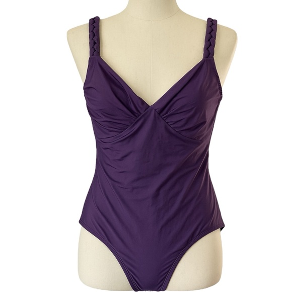 La Perla‎ Women's Purple One-Piece Swimsuit Braided Straps Italian Size 44 US 8
